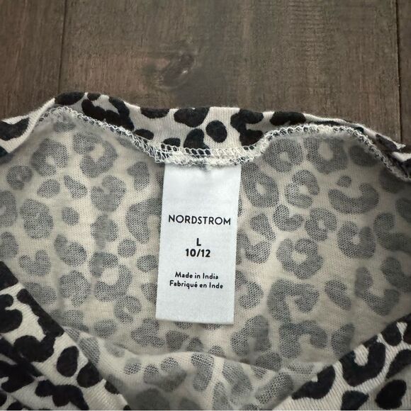 Nordstrom Black and White Cheetah Print Knot Top Girls L 10/12 - Picture 3 of 4